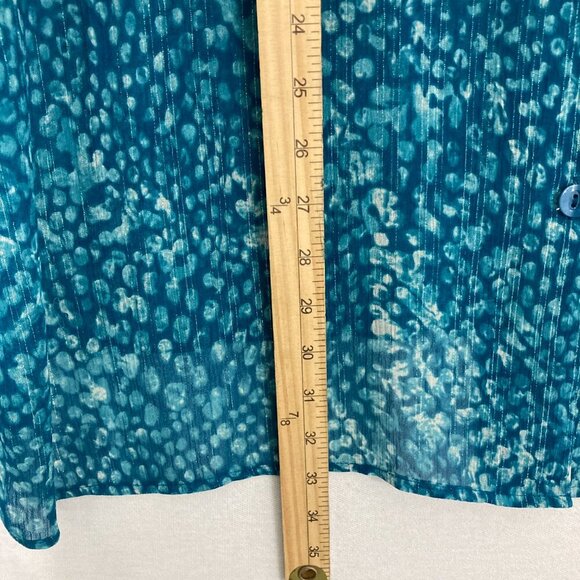 Maggie Barnes Blue Abstract V Neck Soft Preppy Popover Blouse 3X - Picture 7 of 10